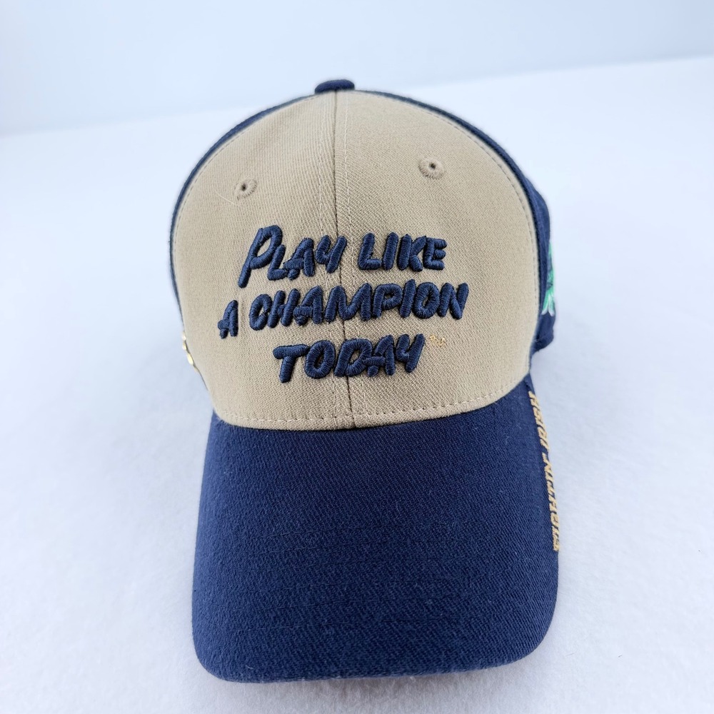Top of the World Notre Dame Hat Mens One Fit Navy Tan Embroidered w/Rare Pin